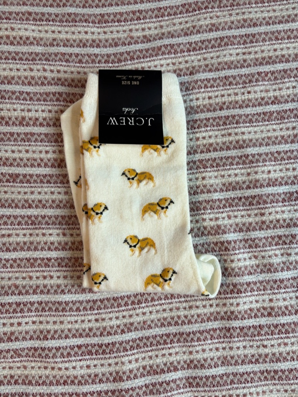 J. Crew Cream Socks with Yellow French BullDog Motif